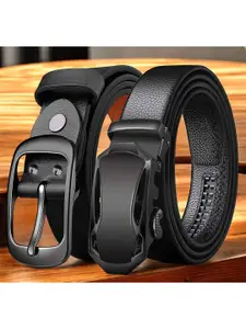 The Roadster Lifestyle Co Set Of 2 Leather Textured Formal Belts