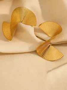 MEENAZ Stainless Steel Gold-Plated Contemporary Anti Tarnish Drop Earrings