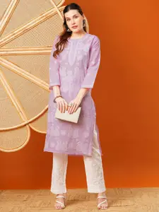 ADA Women Ethnic Motifs Embroidered Daily Cotton Straight Kurtas