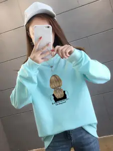 StyleCast x Revolte Graphic Printed Cotton Longline Sweatshirt