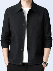 StyleCast x Revolte Men Spread Collar Solid Casual Windcheater Jacket