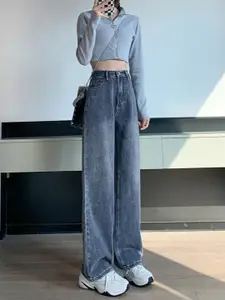 StyleCast Women Straight Fit High-Rise Medium Fade Jeans