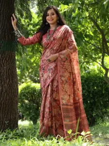 Anouk Floral Printed Tussar Saree