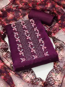 Panzora Floral Embroidered Sequinned Organza Unstitched Dress Material