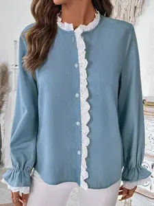 StyleCast Mandarin Collar Bell Sleeve Top