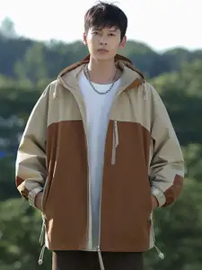 StyleCast x Revolte Men Hooded Colourblocked Casual Windcheater Jacket