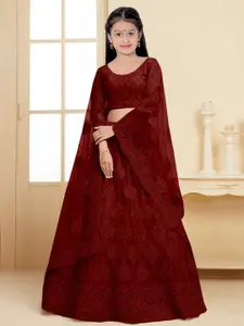 BAESD Girls Embroidered Semi-Stitched Lehenga & Unstitched Blouse With Dupatta