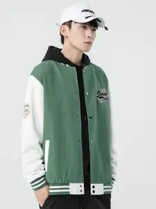 StyleCast x Revolte Men Hooded Typography Casual Varsity Jacket