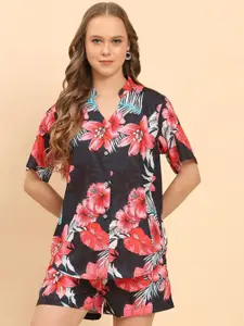 Moda Rapido Floral Printed Shirt Collar Neck Shirt With  Shorts Co-Ords