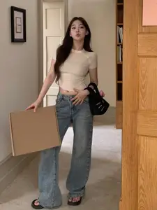 StyleCast Women Solid Round Neck Top