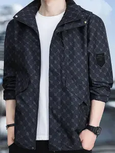 StyleCast x Revolte Men Brand Logo Printed Hooded Jacket