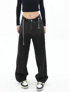 StyleCast Women Black Mid-Rise Flared Clean Look Jeans