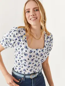 Olalook Women Floral Printed Puff Sleeve Top