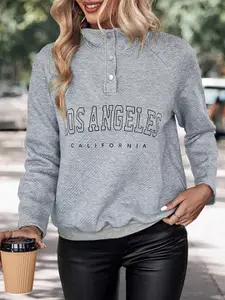 StyleCast Printed High Neck Sweatshirt