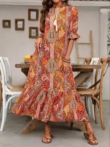 StyleCast x Revolte Ethnic Motifs Print A-Line Maxi Dress