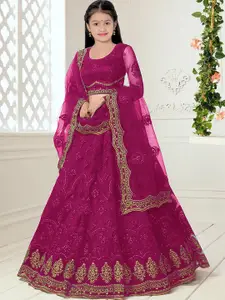 BAESD Girls Embroidered Semi-Stitched Lehenga & Unstitched Blouse With Dupatta