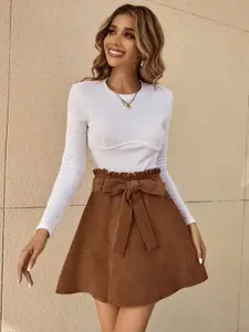 StyleCast Solid A-Line Mini Skirts
