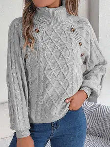 StyleCast x Revolte Women Cable Knit Turtle Neck Pullover Sweater