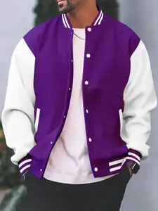StyleCast x Revolte Men Stand Collar Colourblocked Casual Bomber Jacket