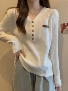 StyleCast Women Self Design V-Neck Top