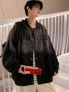 StyleCast x Revolte Men Colourblocked Oversized Mandarin Collar Tailored Casual Jacket