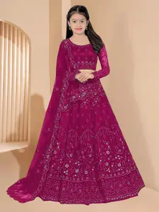 BAESD Girls Embroidered Semi-Stitched Lehenga & Unstitched Blouse With Dupatta