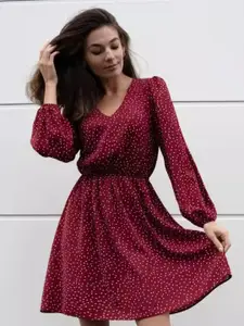 StyleCast Polka Dot Bishop Sleeve A-Line Dress