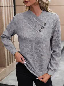 StyleCast Grey V-Neck Pullover Sweatshirt