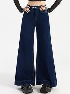 StyleCast x Revolte Women Flared High-Rise Light Fade Jeans