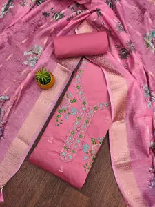 Panzora Floral Embroidered Thread Work Unstitched Dress Material