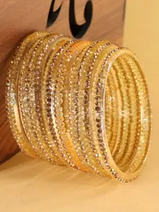 LAVAZZA Set Of 6 Fancy Glass Crystals Studded Bangles