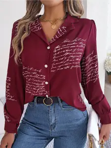 StyleCast Magenta Typography Printed Casual Shirt