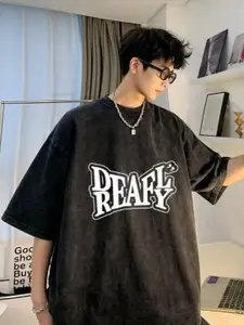 StyleCast Men Typography Printed Round Neck Pure Cotton Oversized T-shirt