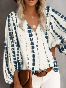 StyleCast Women Tie and Dye Dyed V-Neck Top