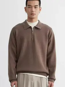 StyleCast x Revolte Men Solid Shirt Collar Pullover Sweatshirt