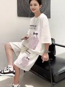 StyleCast Printed T-Shirt With Shorts  Co-Ords