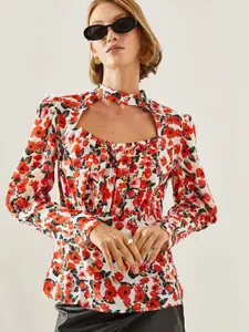 BIANCO LUCCI Women Floral Printed Cotton Top