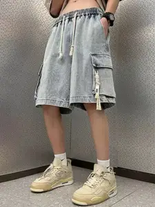 StyleCast Men Loose Fit Washed Cargo Shorts