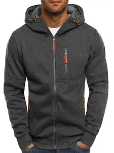 StyleCast x Revolte Men Solid Hood Front-Open Sweatshirt