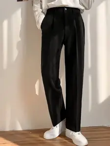 StyleCast x Revolte Men Solid Mid-Rise Easy Wash Trousers