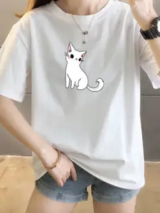 StyleCast x Revolte Graphic Print Drop Shoulder Sleeves Cotton Tshirt