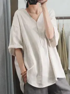 StyleCast Extended Sleeves Linen Top