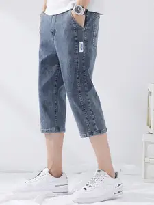 StyleCast Men Washed Printed Denim Shorts