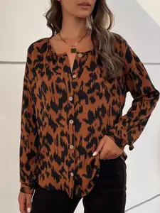 StyleCast Animal Printed Shirt Style Top