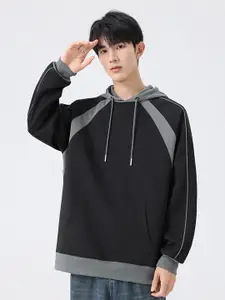 StyleCast x Revolte Men Striped Hooded Oversized Sweatshirt