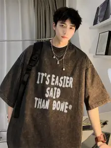 StyleCast Men Typography Printed Round Neck Pure Cotton Oversized T-shirt