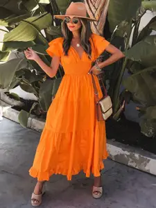 StyleCast Flared Sleeve Fit & Flare Tiered Dress