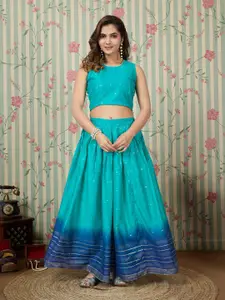 Ode by House of Pataudi Woven Design Sleeveless Zari Jaquard Ready to Wear Lehenga Choli