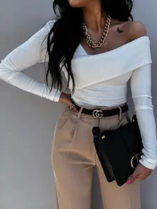 StyleCast x Revolte Women One Shoulder Long Sleeves Wrap Top