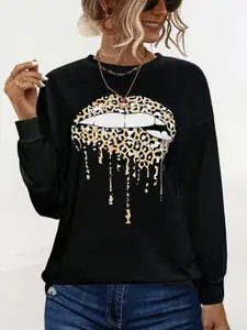 StyleCast x Revolte Women Graphic Printed Round Neck Pullover Sweatshirt